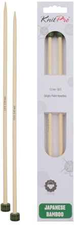 KnitPro K22359 Jackenstricknadeln, Bamboo, Braun, 33 cm x 5 mm, 2 Count