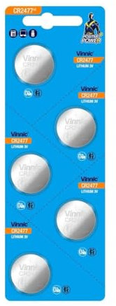 Pack of 5 Vinnic CR2477 3V Lithium Batteries