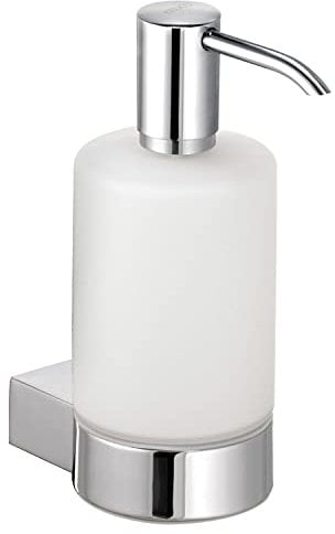 KEUCO Lotion-Spender aus Metall und Kunststoff, Pumpe verchromt, Wandhalterung aus Edelstahl, nachfüllbar ca. 250ml, Seifenspender, Ersatz-Pumpe inklusive, Plan