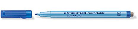 Staedtler 305 M-3 Folienstift Lumocolor correctable, blau, 1,0 mm, 5 Stück