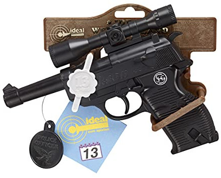 Bauer Spielwaren 3000511 Schrödel J.G. Jackson: Spielzeugpistole für Zündplättchen, ideal für das Polizeikostüm, 13 Schuss, 19.5 cm, schwarz (300 0511)
