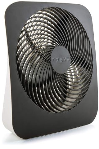 Treva 10-Inch Portable Fan, Powered by Battery and/or AC Adapter - Desk Fan Air Circulating with 2 Cooling Speeds for Personal and Travel Use (Black) (OOS)