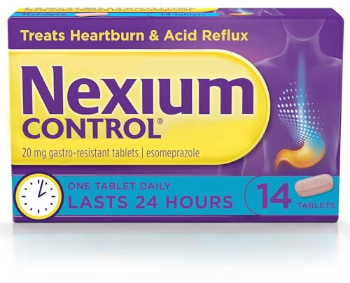 Nexium Control Heartburn & Indigestion Tablets for Acid Reflux Relief, Gastro-Resistant Esomeprazole Tablets, 20mg, 14 Count