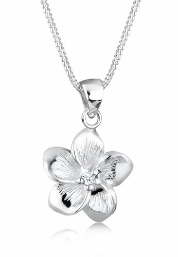 Elli DIAMONDS Halskette Damen Frangipani Blüte mit Diamant (0.03 ct ) in 925 Sterling Silber