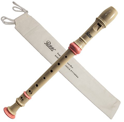 Paititi Soprano Recorder 8-Hole With Cleaning Rod + Caring Bag, Creamy/Pink Color, Key of C