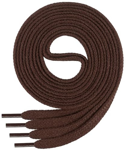Di Ficchiano 1Paar flache SCHNÜRSENKEL aus 100% Baumwolle für Sneaker Sportschuhe - sehr reißfest - ca. 7 mm breit - Schuhbänder- braune Schuhriemen Farbe: brown - 120cm