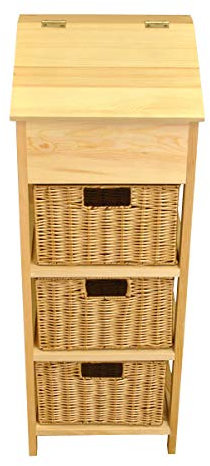 Wooden Vegetable and Potato Store with Wicker Style Drawer Baskets, Kitchen Storage, Large