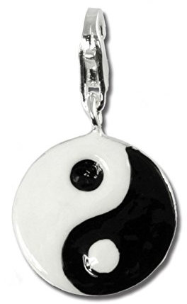SilberDream Charm 925er Silber Emaille Armband Anhänger s/w Yin Yang FC4113 Silber Charmsschmuckanhänger