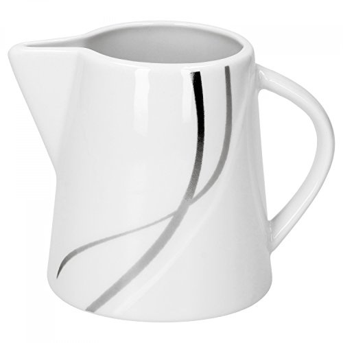 Van Well Milchkännchen Silver Night einzeln, 200 ml, Ø 75 mm, H 85 mm, Milch- Gießer, Milk Pitcher, Hotelporzellan, abstraktes Dekor, Gastro-Geschirr