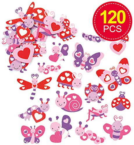 Baker Ross Moosgummi Aufkleber mit Liebeskäfermotiven für Kinder zum Gestalten und Verzieren von Collagen, Karten und anderen Bastelarbeiten (120 Stück)