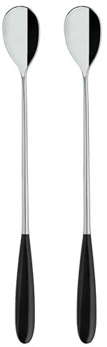 Grunwerg Yin & Yang Soda Spoons 2SOS650BK, 18/10 Stainless Steel, Set of 2, Black