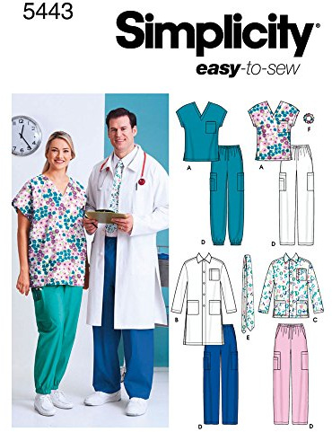 Simplicity 5443Women's & Men's Plus Size Scrubs, Paper, White, BB (XL XXL XXXL)