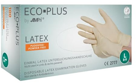 AMPRI Latexhandschuhe, weiß, Größe M, puderfrei, Eco-Plus: Latex Einweghandschuhe als Untersuchungshandschuhe & Schutzhandschuhe kaufen.