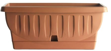 Bama Nässestop S18 Natura Balkonkasten mit selbst Bewässerung Untertasse,, terracotta, 50 cm