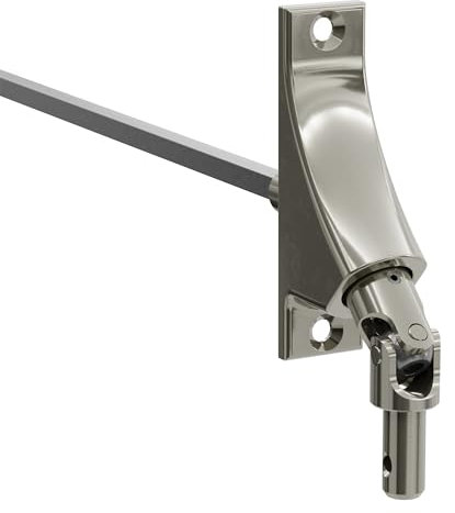 DIWARO.® | Rolladen Gelenklager G095, 90 Grad Umlenkung, Grundplatte 22 x 85 mm mit 2 Befestigungslöcher, Kurbelzapfen Anschluss 9,9 mm, Antrieb zum Rolladengetriebe 6 mm Vierkant.