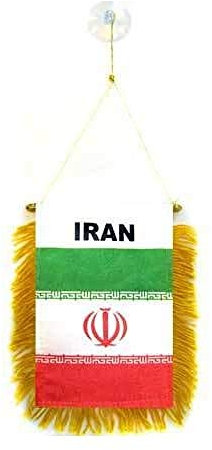 AZ FLAG - Iran Mini Banner - 6'' x 4'' - 100% Polyester Iranian - Persian Small Pennant for Car - Double-sided Flag with Suction Cup Hanger