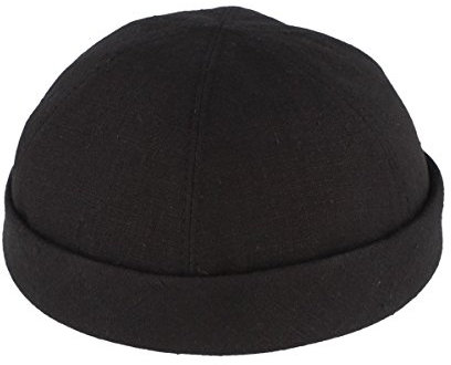 Bullani Sommer Docker-Cap Dockermütze Seemannsmütze aus 100% Leinen – Made IN Germany – Schwarz - Gr- 56