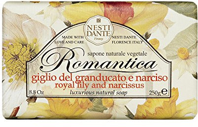 Nesti Dante Seife Romantica (Duft Lilie und Narzisse, feste Seife, Handseife aus natürlichen Inhaltsstoffen, 250 g) 665103