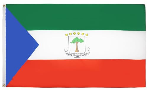AZ FLAG - Drapeau Guinée équatoriale - 150x90 cm - Drapeau Équato-Guinéen 100% Polyester Avec Oeillets Métalliques Intégrés - Pavillon 110 g