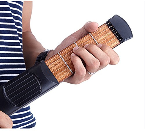 PocketStrings Travel Guitar Finger Trainer, Chord Practice Learning Tools, Pocket Music Accessories for Beginners, 6-Fret, Black, Pack of 1