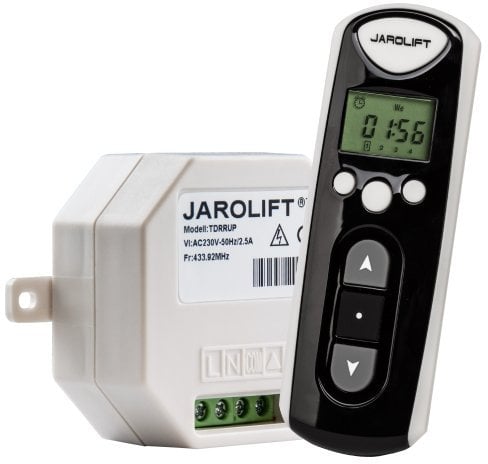 jarolift 1x Funkhandsender Timer 4-Kanal TDRCT 04 Funkfernbedienung mit Zeitschaltuhr, inkl. 2 x Funkempfänger TDRRUP Unterputz-Montage
