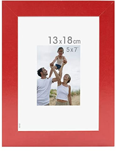 IMAGINE Ceanothe Cadre Photo Bois 13x18 cm en Bois Rouge avec Baguettes larges et plates - Collection Optimo - Fabriqué en France