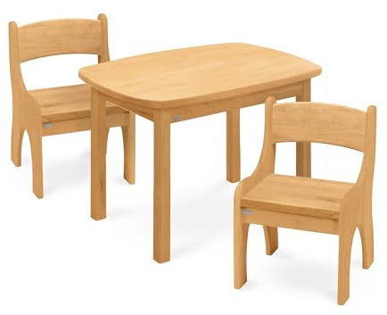 BioKinder Kindersitzgruppe Sitzgruppe Levin mit Tisch und 2 Stühlen aus zertifiziertem Massivholz Erle