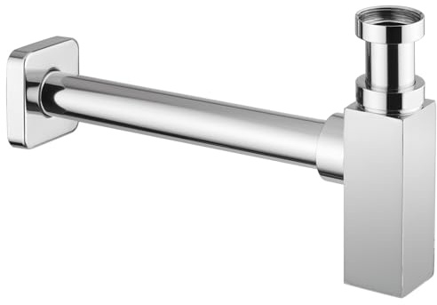 Design Siphon Geruchverschluss quadratische Form Messing verchromt, 600-002-00