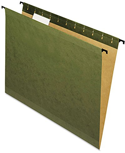 Pendaflex SureHook Reinforced Hanging Folders, Letter Size, Standard Green, 20 per Box (8-1/2 x 11)