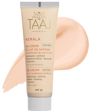 TAAJ | Matte Saffron Radiance BB Cream SPF 20 - KERALA | Spendet Feuchtigkeit, gleicht den Teint aus und hellt ihn auf | Bekämpft Unregelmäßigkeiten im Teint für eine perfekte Haut | Vegan | 50 ml
