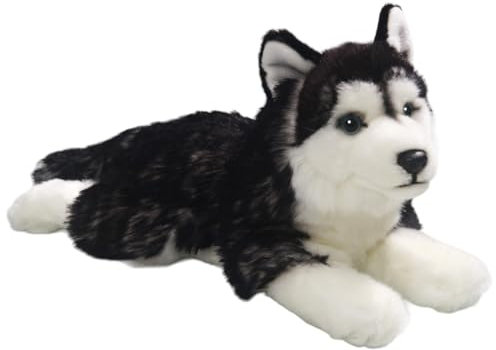 Carl Dick Husky, schwarz, liegend, Hund, Plüschtier, Kuscheltier ca. 32cm total 2783