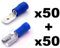 Auto Electrics Blue Spade Terminals 100pcs - 1.1mm to 2.6mm² / 16-14awg - Safety Approved