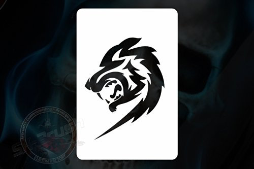 Herterich Products | Airbrush Schablone | Wolf Stencil Vorlage | Tattoo und Graffiti Schablone | Hochwertige Mylarfolie | Lösemittelbeständig