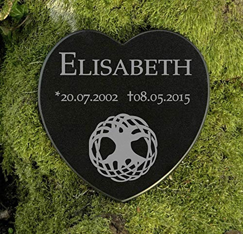 Gedenkstein Grabplatte Gravur Herz Baum des Lebens