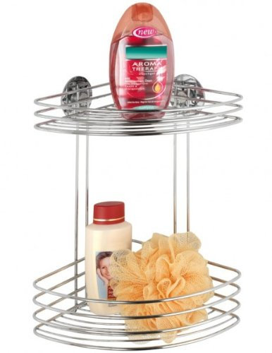 WENKO TurboLOC Badablage - 2 Etagen Eckregal - OHNE Bohren - Badregal - Duschablage - Duschregal - Regal - Eckablage