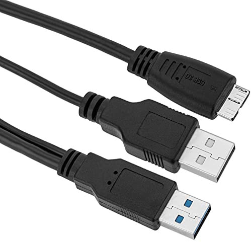BeMatik - Cable SuperSpeed USB 3.0 Doble alimentación (2AM/MicroUSB-M) 60cm