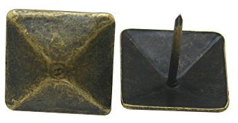 Amanaote Metal 0.75 Square Cone Antique Brass Pointed Head Nail Hardware Upholstery Clavos Decorative Nails Tacks Garage(Pack Of 30)