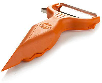Börner Gemüseschäler (6-in-1) • Garnierschäler mit Reibe • Multifunktionsschäler für Obst & Gemüse • Schäler als Obstschäler, Universalschäler, Kartoffelschäler • Farbe: Orange