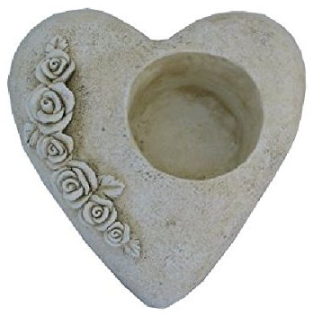 Pflanzherz mit Rosenranke Stein-Weiß 19x19x9cm
