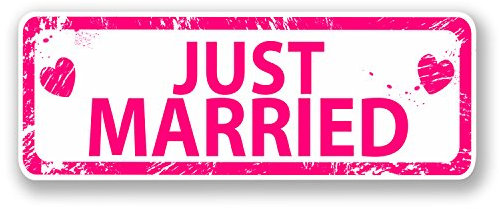 2 x 30cm Just Married Pink Vinyl Sticker Decal Laptop Car Luggage Travel #4914 (30cm Wide x 11cm Tall)