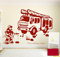 ilka parey wandtattoo welt® Wandtattoo Wandaufkleber Feuerwehrmann mit Feuerwehrauto und Wunschnamen M1205 - ausgewählte Farbe: *Kirschrot* - ausgewählte Größe: *XL - 120cm breit x 95cm hoch*