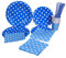 Kraftz® 50 Pc Kids Party Tableware Set | 9 Paper Plates, 7.5 Paper Plates, Paper Straws, Paper Napkins, Paper Cups | Disposable Tableware with Polka Dots for Birthdays, Weddings & Get Togethers!