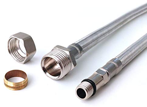 Xcel Home™ 2 x (Pair of) 600mm M12 (12mm) x 15mm Compression Flexi Tap Connectors | DIY Boilers/Kitchen Sink & Bathroom Basin Monobloc Tap Flexible Replacement Pipes