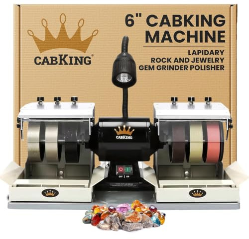 CabKing Cabbing Machine Lapidary Equipment – Professional 6 Jewelry, Gemstone Polisher Tools, Cabochon Machine, Jewelry Making Supplies, LED Lamp, Water System, Accessories – CABKING-6V3, 115V Only