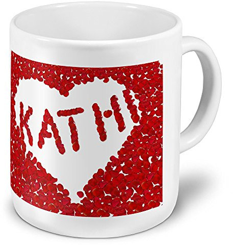 digital print XXL Riesen-Tasse mit Namen „Kathi“ - Jumbotasse mit Design Blumenherz - Namens-Tasse, Kaffeebecher, Becher, Mug