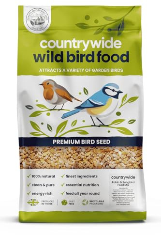 Countrywide Robin & Songbird Wild Bird Seed Mix 15kg - Premium All Year-Round High Energy Bird Food For Robins, Blackbirds and Garden Birds with Sunflower Hearts, Mealworms, Suet, Peanut Granules