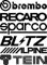 Tuner Logo Car Sticker Sponsors Brands 2 Sheets (2 x 6 = 12 Stickers) 20 cm Decals Tuning Brembo Blitz Tein Alpine Recaro