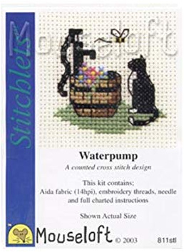 Mouseloft Mini Cross Stitch Kit - Cat at Waterpump, Stitchlets Collection
