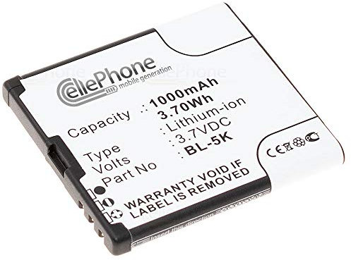 cellePhone Akku Li-Ion kompatibel mit Nokia 701 C7 C7-00 N85 N86 T7 X7 X7-00 (Ersatz für BL-5K)