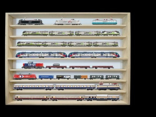 Alsino V-42a Vitrine Wandregal Holz Regal Hängevitrine H0 8 Fach 90 x 75,5 x 8,5 Regal HO 90 cm mit Nuten